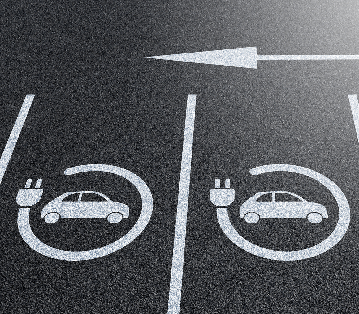 Car parking with charging symbols
