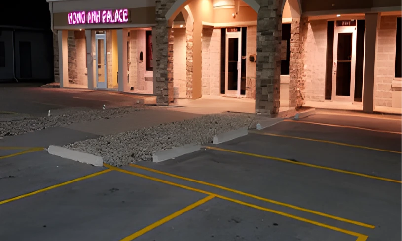Illuminated storefront with neon sign