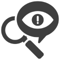 Eye and magnifying glass graphic