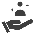 Hand supporting person silhouette