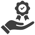 Hand holding award ribbon icon